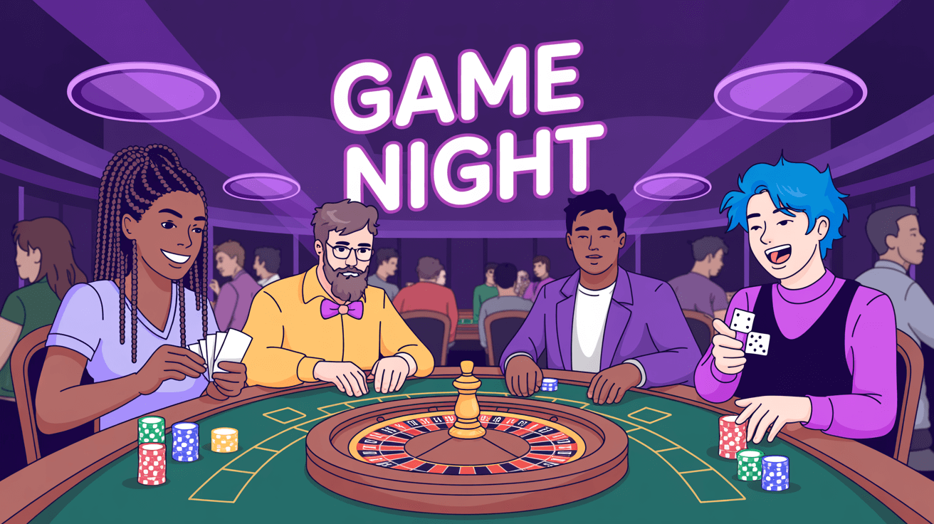 Diverse group of gamers enjoying casino games together